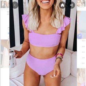 Flounce Design Light Pink Bikini Set size L